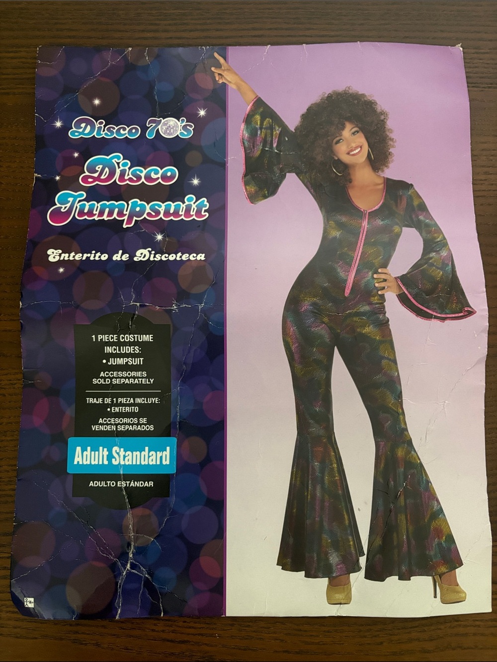 Amscan Black Multi-Color Disco Jumpsuit with Bell-Bottoms